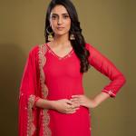 TF-174 | Pink Georgette Sequins & Zari Work Suit Set