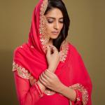 TF-174 | Pink Georgette Sequins & Zari Work Suit Set