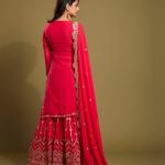 TF-174 | Pink Georgette Sequins & Zari Work Suit Set