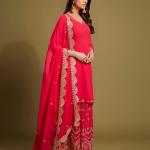 TF-174 | Pink Georgette Sequins & Zari Work Suit Set