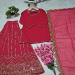 TF-174 | Pink Georgette Sequins & Zari Work Suit Set