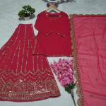 TF-174 | Pink Georgette Sequins & Zari Work Suit Set