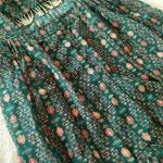 TF-242 | Green Georgette Printed Crop Top with Palazzo & Jacket Set