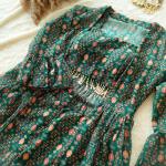 TF-242 | Green Georgette Printed Crop Top with Palazzo & Jacket Set
