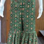 TF-242 | Green Georgette Printed Crop Top with Palazzo & Jacket Set