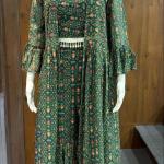 TF-242 | Green Georgette Printed Crop Top with Palazzo & Jacket Set
