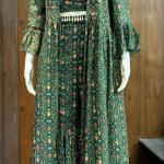 TF-242 | Green Georgette Printed Crop Top with Palazzo & Jacket Set