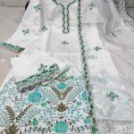 DT BRAND Akshara Ivory White Chanderi Embroidered Suit Set – Grace in Every Thread