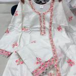 DT BRAND Akshara Ivory White Chanderi Embroidered Suit Set – Grace in Every Thread