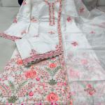 DT BRAND Akshara Ivory White Chanderi Embroidered Suit Set – Grace in Every Thread
