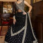 TF-189 | Black Soft Net Lehenga Set with Zari & Sequins Work