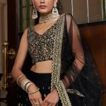 TF-189 | Black Soft Net Lehenga Set with Zari & Sequins Work