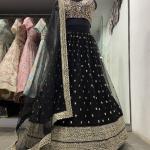 TF-189 | Black Soft Net Lehenga Set with Zari & Sequins Work