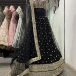 TF-189 | Black Soft Net Lehenga Set with Zari & Sequins Work