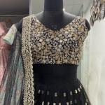 TF-189 | Black Soft Net Lehenga Set with Zari & Sequins Work