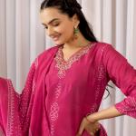 Bandhani Bloom | Wedding Special Muslin Silk Suit Set with Handwork Detailing (M to 5XL)