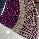 TF-167 | Wine Georgette Semi-Stitched Lehenga with Zari & Foil Mirror Work