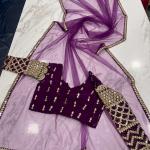 TF-167 | Wine Georgette Semi-Stitched Lehenga with Zari & Foil Mirror Work