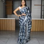 PearlGleam – Pure Japan Satin Printed Saree with Optional Pearl Lace Border