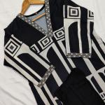DT BRAND Charcoal Digital Panel Printed Kurta & Pant Set – Trendy Office Wear