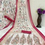 BrassoBloom – Soft Brasso Silk Floral Printed Saree with Contrast Border