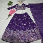 TF-375 | Blooming Georgette Embroidered Lehenga Set with Can Can Finish