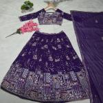 TF-375 | Blooming Georgette Embroidered Lehenga Set with Can Can Finish