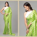 DotElegance – Pure Japan Satin Polka Dot Saree with Sequence Pearl Lace