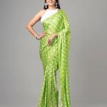 DotElegance – Pure Japan Satin Polka Dot Saree with Sequence Pearl Lace