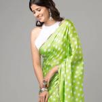 DotElegance – Pure Japan Satin Polka Dot Saree with Sequence Pearl Lace