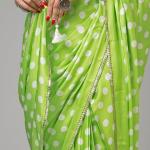DotElegance – Pure Japan Satin Polka Dot Saree with Sequence Pearl Lace