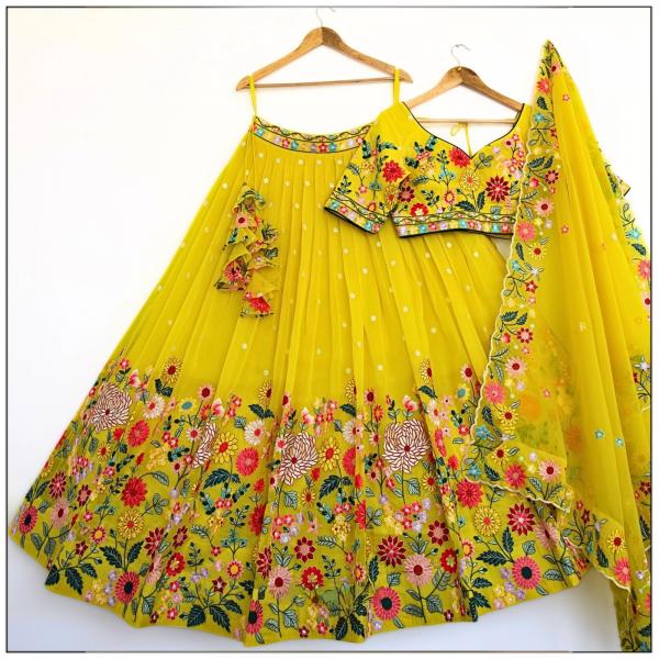 TF-374 | Organza Embroidered Lehenga Set with Sequins & Thread Work