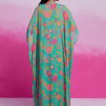 TF-353 | Turquoise Georgette Printed & Embroidered Co-Ord Skirt Set