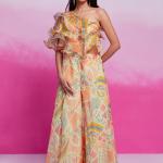 TF-345 | Cream Organza Printed Co-Ord Set (Blouse + Palazzo)