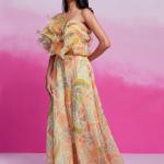 TF-345 | Cream Organza Printed Co-Ord Set (Blouse + Palazzo)