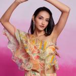 TF-345 | Cream Organza Printed Co-Ord Set (Blouse + Palazzo)