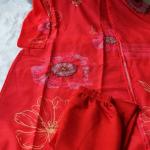 Festive Bloom Red Floral Handwork Suit Set by DT BRAND