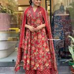 DT BRAND Eliza Cambric Cotton A-Line Kurti Pant Dupatta Set – Sequence Yoke Detailing