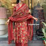 DT BRAND Eliza Cambric Cotton A-Line Kurti Pant Dupatta Set – Sequence Yoke Detailing