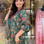 DT BRAND Eliza Cambric Cotton A-Line Kurti Pant Dupatta Set – Sequence Yoke Detailing