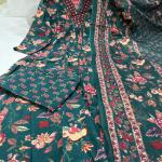 DT BRAND Eliza Cambric Cotton A-Line Kurti Pant Dupatta Set – Sequence Yoke Detailing
