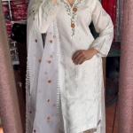 Zohra Luxe – Embroidered Faux Georgette Top, Pant & Dupatta Set