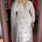 Zohra Luxe – Embroidered Faux Georgette Top, Pant & Dupatta Set