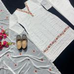 Zohra Luxe – Embroidered Faux Georgette Top, Pant & Dupatta Set