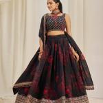 TF-326 | Floral Organza Lehenga Set with Zari & Sequins Work
