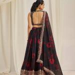 TF-326 | Floral Organza Lehenga Set with Zari & Sequins Work