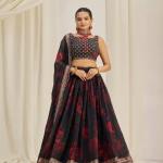 TF-326 | Floral Organza Lehenga Set with Zari & Sequins Work
