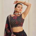 TF-326 | Floral Organza Lehenga Set with Zari & Sequins Work