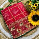 🌸 Panetar Bandhej Bliss – Traditional Art Silk Saree