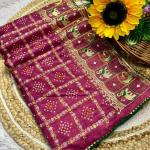🌸 Panetar Bandhej Bliss – Traditional Art Silk Saree